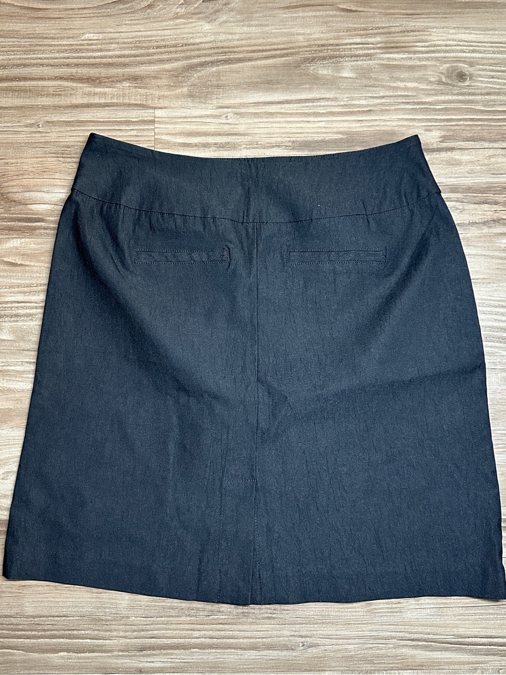 Lulu-B Women’s Black Classic Linen Pencil Skirt Pockets Knee Length Sz 8